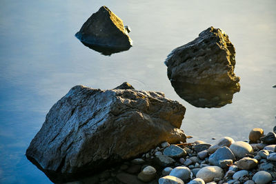 Close-up of stones on beach