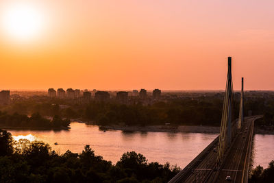 Scenic view of river against sky during sunset