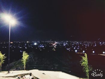 Illuminated cityscape at night