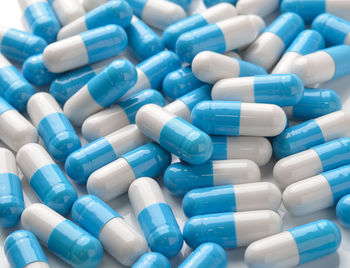 Full frame shot of blue capsules