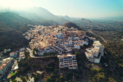 High angle view of townscape against sky