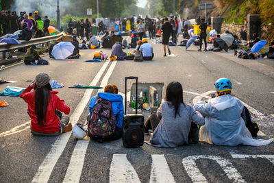 People on road