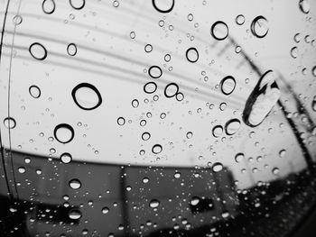 Close-up of water drops on glass