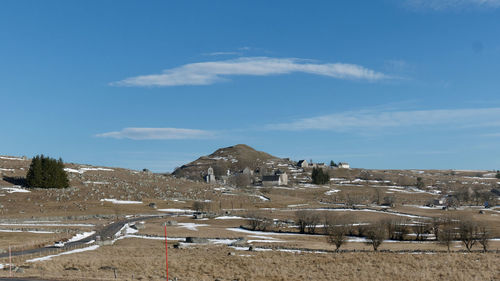 Panoramic view of residential district against sky