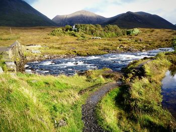 Scenic view of river flowing through rocks