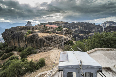 Panoramic view of landscape and mountains against sky