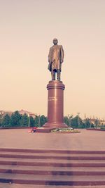 Low angle view of statue against clear sky