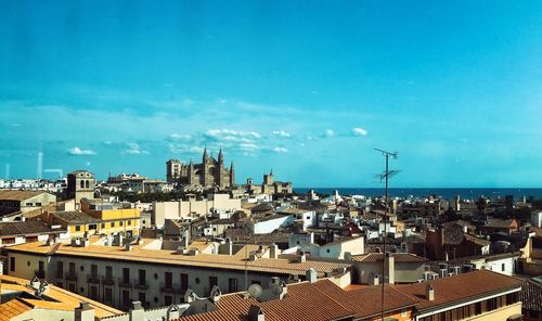 High angle view of cityscape against sky