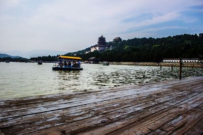 View of boats in sea