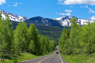 Road amidst trees against sky