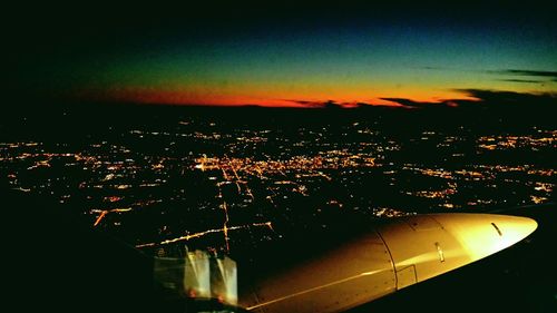 Aerial view of illuminated cityscape