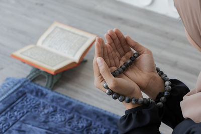 Woman praying at home