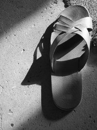 High angle view of shoes on street