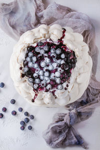 High angle view of dessert on table