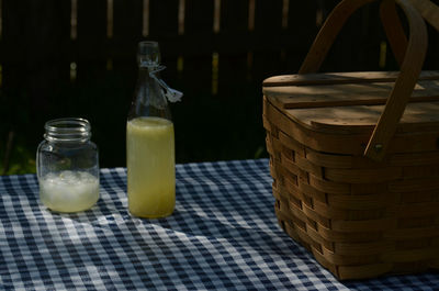 Close-up of drink on bottle