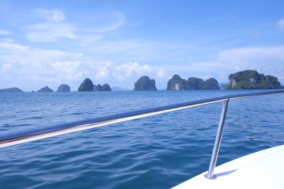 Scenic view of sea against blue sky