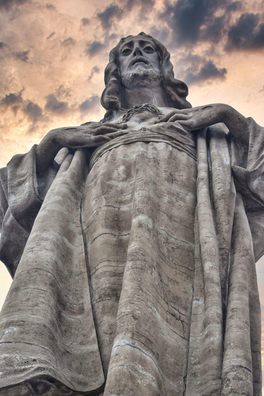 LOW ANGLE VIEW OF STATUE OF BUDDHA