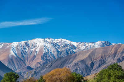 Scenic view of mountains at elqui valley against sky