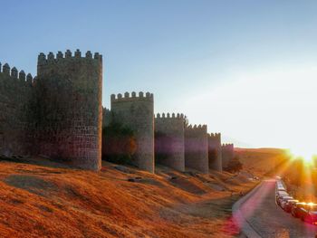 Built structures against clear sky