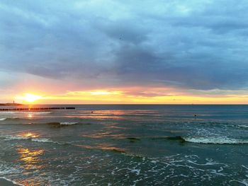 Scenic view of sunset over sea