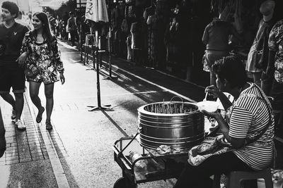 Woman walking in city