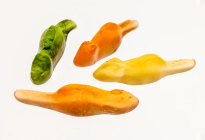 Close-up of orange against white background