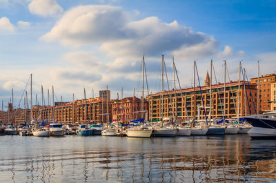Boats in harbor