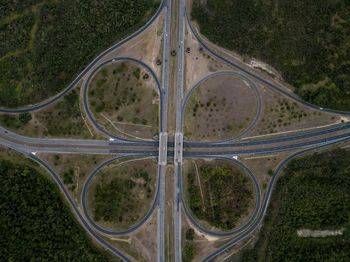 Aerial view of patterned road