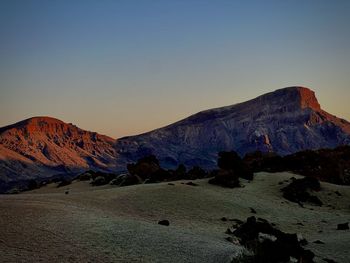 Scenic view of mountains against clear sky