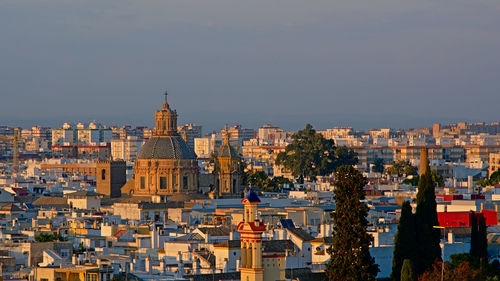 Cityscape against clear sky