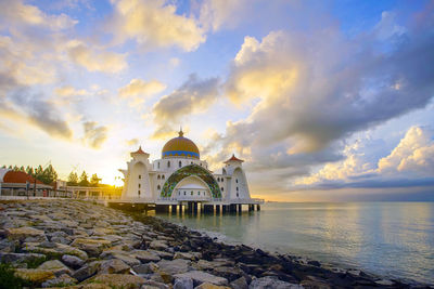 Sunrise at malacca straits mosque