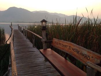 Wooden pier on lake