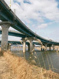 Bridge over river against sky