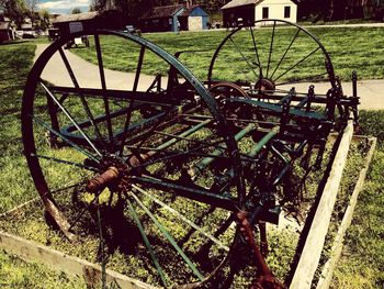 Tractor parked on field