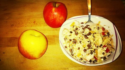 High angle view of food in bowl