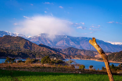 Scenic view of mountains against sky