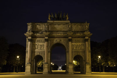 Illuminated historic building against sky at night