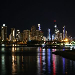 Illuminated city at night