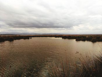 Scenic view of lake against sky