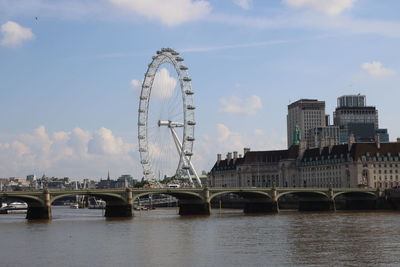 Bridge over river against sky