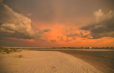 Scenic view of sea at sunset