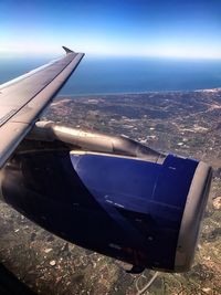 Aerial view of airplane wing