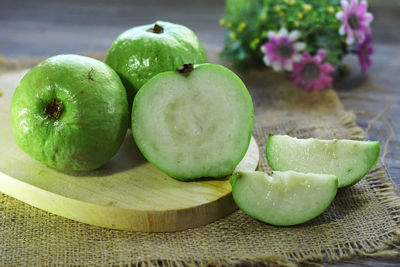 Close-up of apples on table