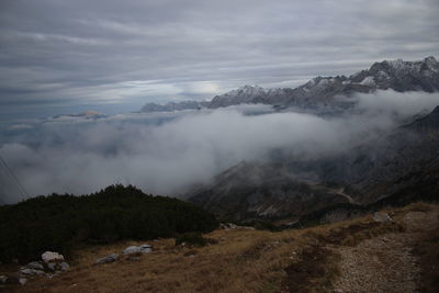 Scenic view of mountains against sky