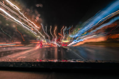 Light trails in city at night