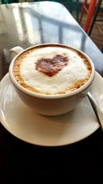 High angle view of coffee on table