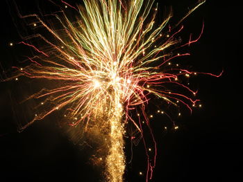 Low angle view of firework display at night
