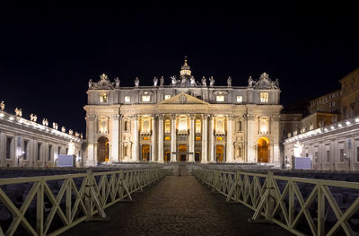 View of illuminated building at night