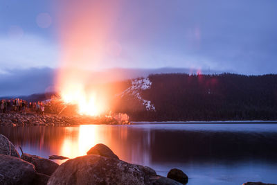 Sunset over lake