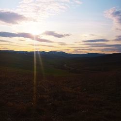 Scenic view of field against sky during sunset